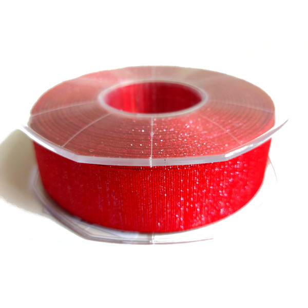 Nastro Doppio Raso Lurex 25mm - Rosso